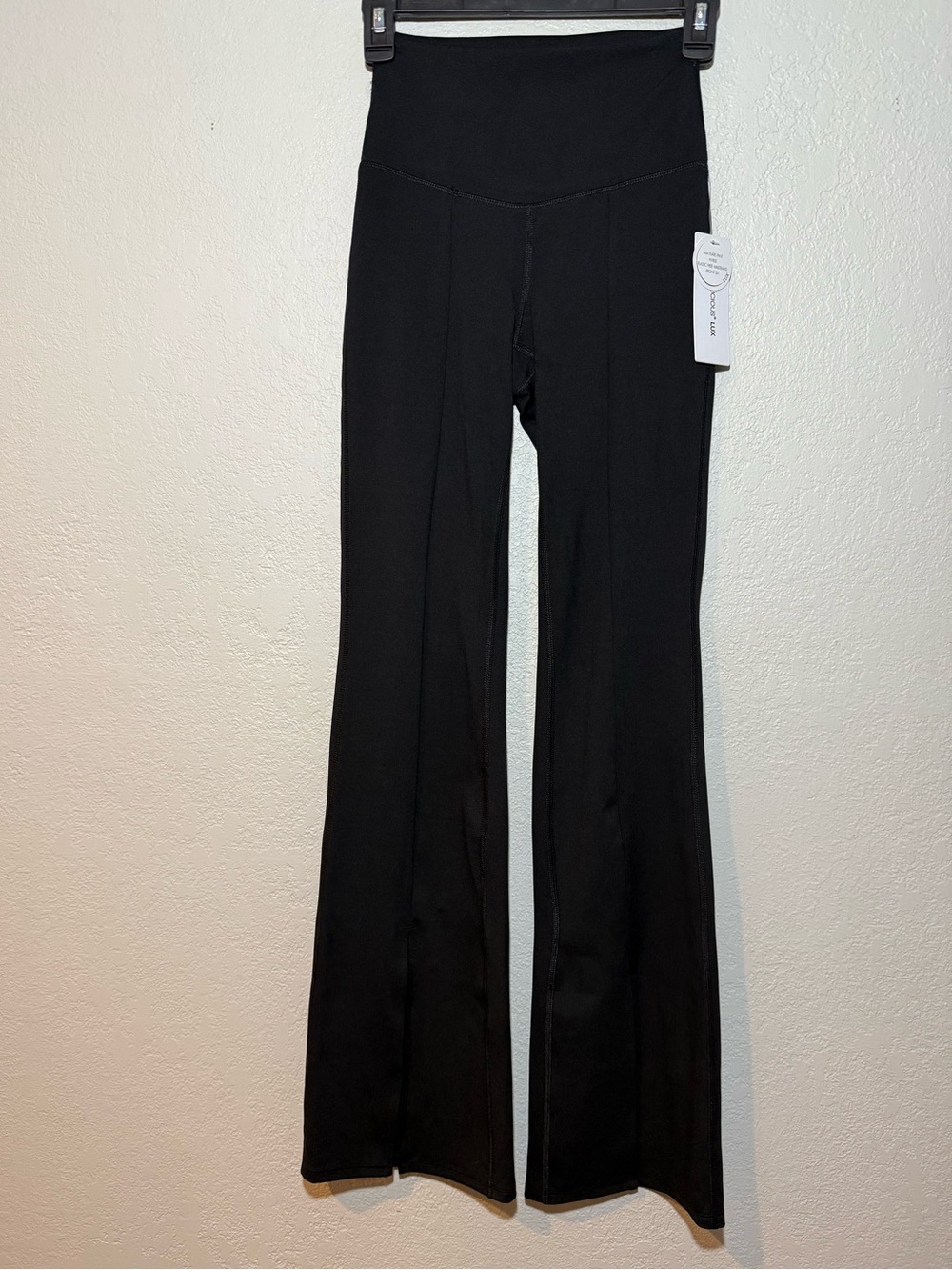 Yogalicious Lux- Mia Flare, High Rise, Front Slit Legs, Black, Athletic Leggings